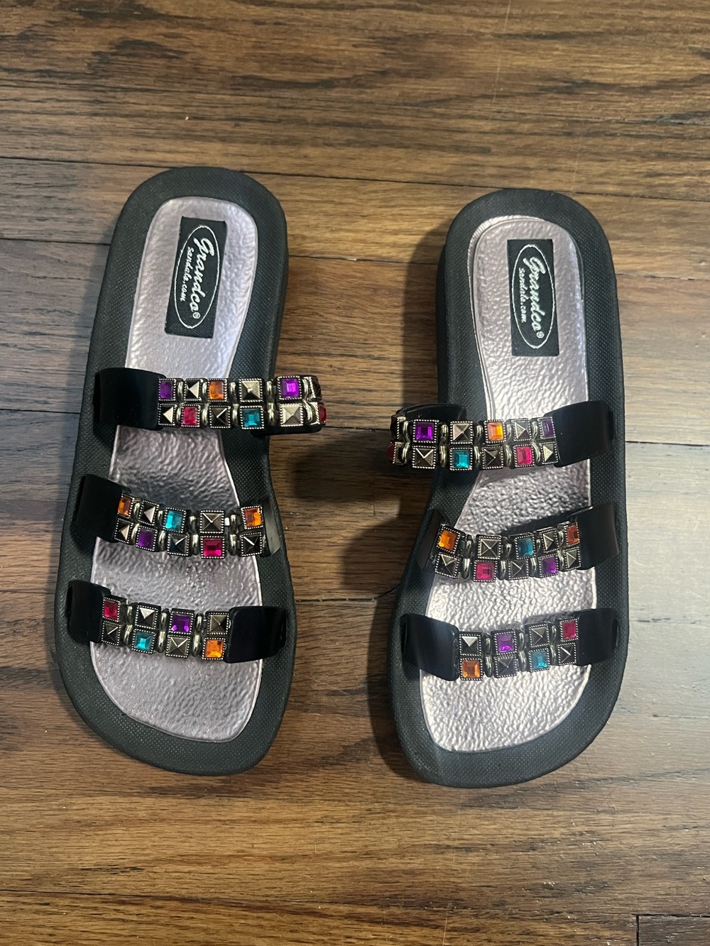 Grandco Sandals Beaded Gemstone Slides